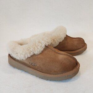 UGG Girls 13 Slippers Clogs Brown Tan Suede MORAENE Sheepskin Lined Slip On Shoe